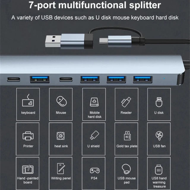 Hub  USB Multi-ports 7 en 1