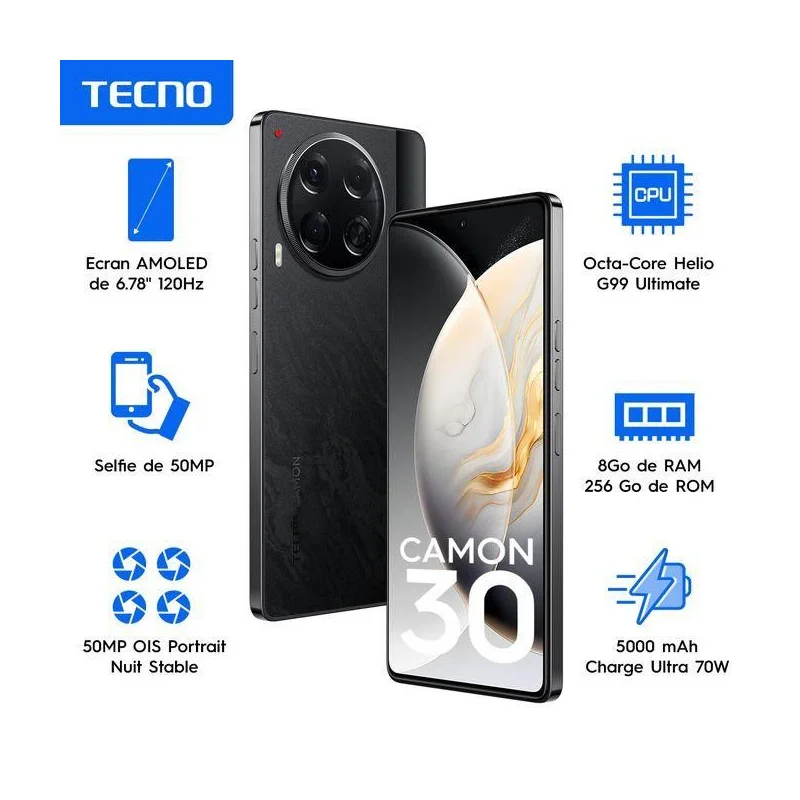 Tecno Camon 30 – 256 Go / 8 Go RAM