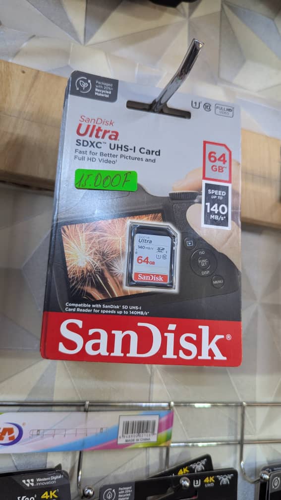 CARTE MEMOIRE SANDISK 64GB ULTRA SDHC UHS-I CARD 