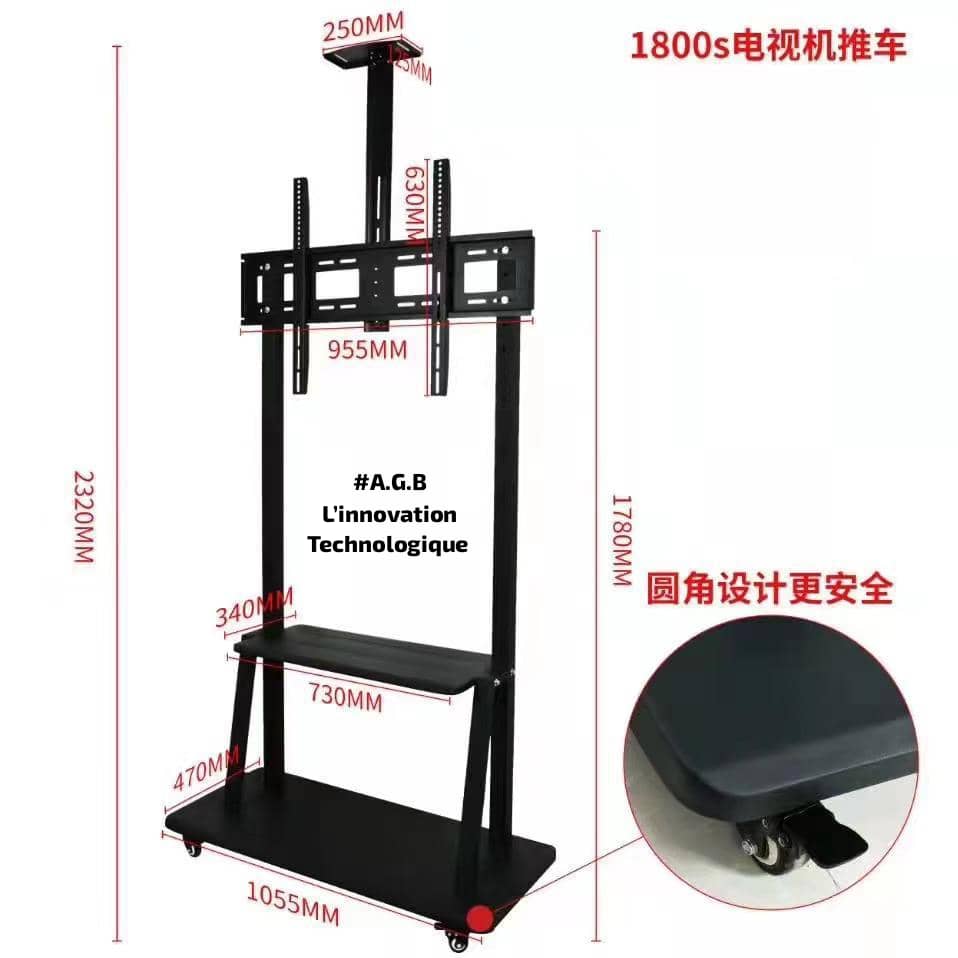 Chariot / Support TV Mobile Professionnel MEDIAPOR